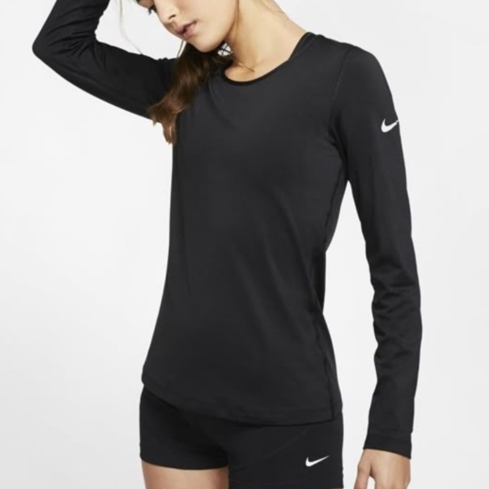 Nike Pro Hyperwarm Womens Black Long Sleeve Training Top M Thumbholes Base Layer